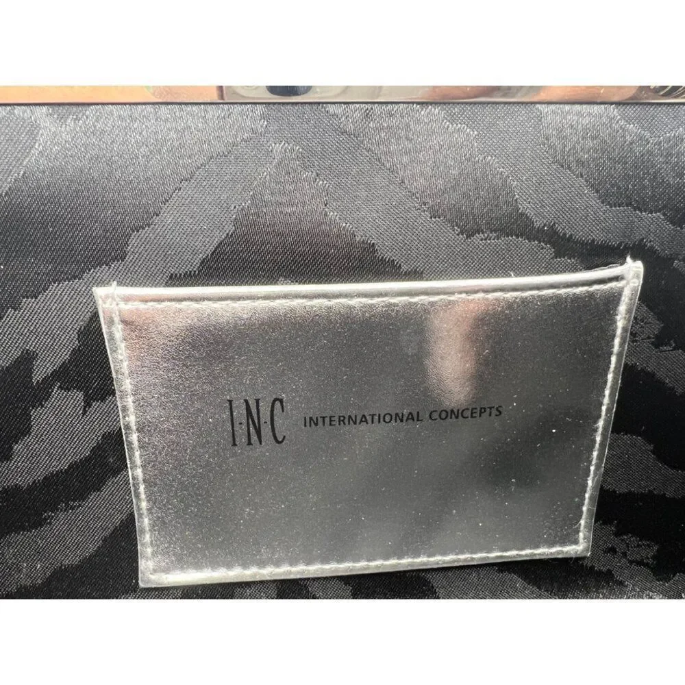 I.N.C. Carolyn Sliver Glitter Clutch Purse Women's Bag
